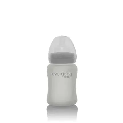 Szklana butelka ze smoczkiem S 150 ml Szara / Everyday Baby