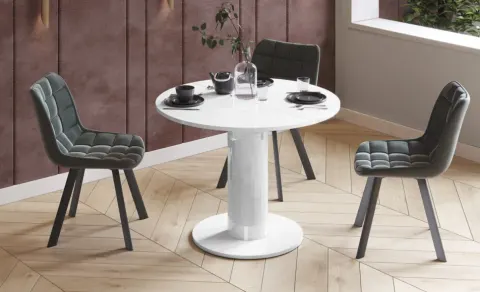 Stół okrągły rozkładany Solo LUX wysoki połysk fi 100-144 cm