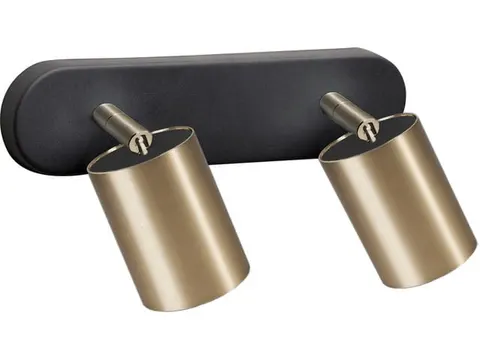 Lampa sufitowa ścienna dwa punktowe mosiężne reflektory na czarnym spodzie Nowodvorski 8817 Eye Spot II 2xGU10