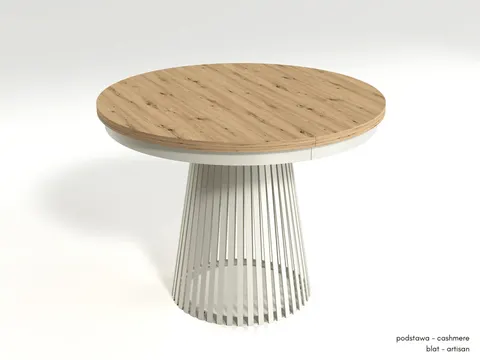 Stół okrągły z lamelami fi 100 rozkładany do 180 cm kaszmir +dąb artisan