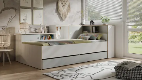 Łóżko z szufladami i wnęką PINIO 90/200