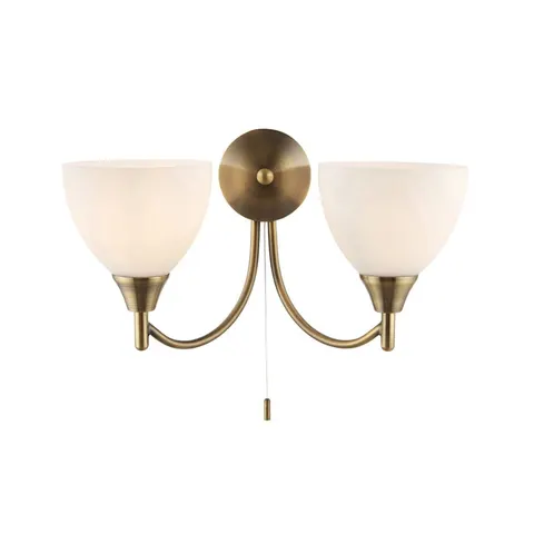 Endon Lampa ścienna Alton 2x60W E14 Antyczny mosiądz
