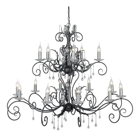 Lampa wisząca Żyrandol Amarilli AML15-BLK-SILVER Elstead Lighting 15x60W E14 Stal Czarny