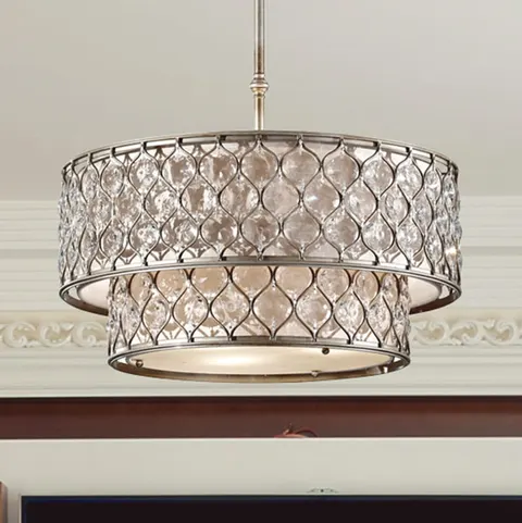 Lampa wisząca Lucia FE-LUCIA-P-E-2TR Elstead Lighting 6x60W E27 Stal Srebrny