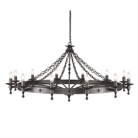 Lampa wisząca Żyrandol Warwick WR12-GRAPHITE Elstead Lighting 12x60W E14 Żelazo Grafit