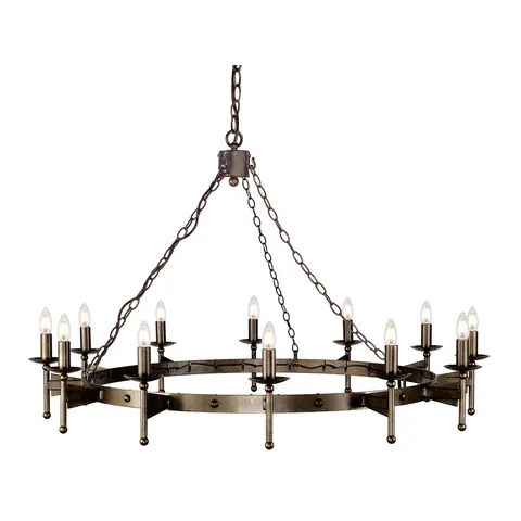Lampa wisząca Żyrandol Cromwell CW12-OLD-BRZ Elstead Lighting 12x60W E14 Żelazo Brązowy