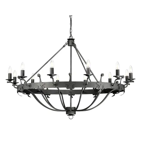 Lampa wisząca Żyrandol Windsor WINDSOR12-GR Elstead Lighting 12x60W E14 Stal Czarny