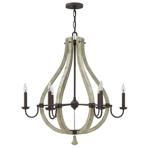 Lampa wisząca Żyrandol Middlefield HK-MIDDLEFIELD6 Elstead Lighting 6x60W E14 Stal Brązowy