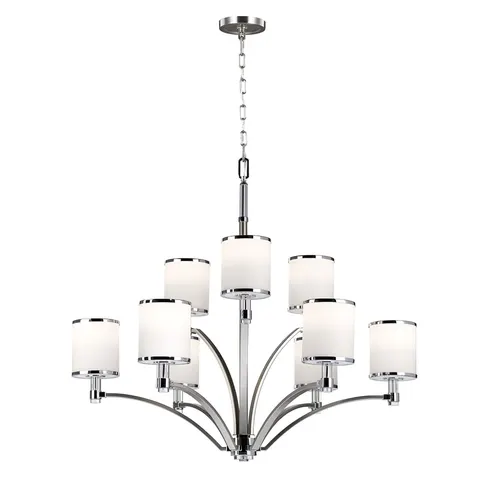Lampa wisząca Żyrandol Prospect Park FE-PROSPECT-PARK9 Elstead Lighting 9x60W E27 Stal Srebrny