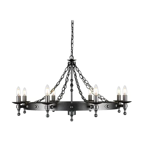 Lampa wisząca Żyrandol Warwick WR8-GRAPHITE Elstead Lighting 8x60W E14 Żelazo Grafit