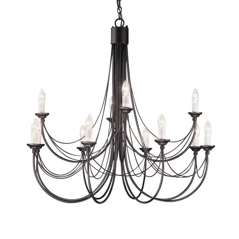 Lampa wisząca Żyrandol Carisbrooke CB12-BLACK Elstead Lighting 12x60W E14 Stal Czarny