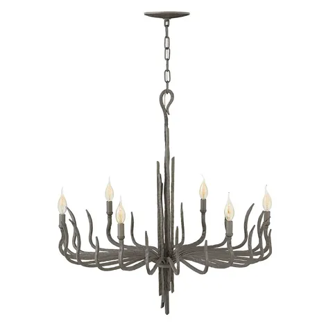 Lampa wisząca Żyrandol Spyre HK-SPYRE6C-MMB Elstead Lighting 6x60W E14 Stal Szary