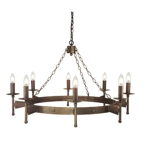 Lampa wisząca Żyrandol Cromwell CW8-OLD-BRZ Elstead Lighting 8x60W E14 Żelazo Brązowy