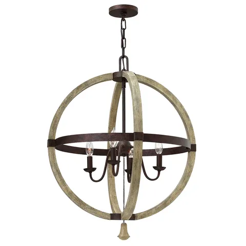 Lampa wisząca Żyrandol Middlefield HK-MIDDLEFIELDP4 Elstead Lighting 4x60W E14 Stal Brązowy