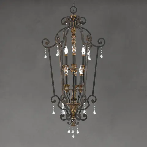 Lampa wisząca Marquette QZ-MARQUETTE6-B Elstead Lighting 6x60W E14 Stal Brązowy