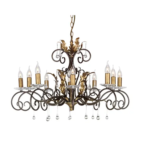 Lampa wisząca Żyrandol Amarilli AML10-BRONZE Elstead Lighting 10x60W E14 Stal Brązowy