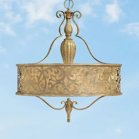 Lampa wisząca Carabel HK-CARABEL-P-B Elstead Lighting 3x100W E27 Stal Złoty