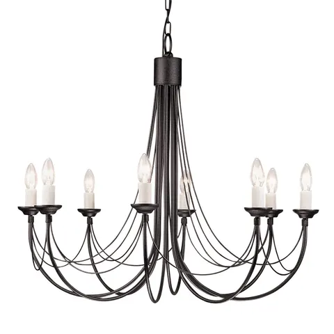 Lampa wisząca Żyrandol Carisbrooke CB8-BLACK Elstead Lighting 8x60W E14 Stal Czarny