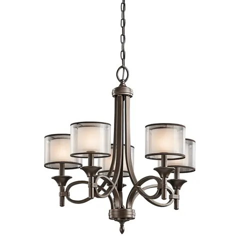 Lampa wisząca Żyrandol Lacey KL-LACEY5-MB Elstead Lighting 5x60W E14 Stal Brązowy
