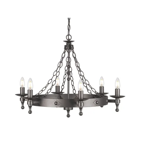 Lampa wisząca Żyrandol Warwick WR6-GRAPHITE Elstead Lighting 6x60W E14 Żelazo Grafit
