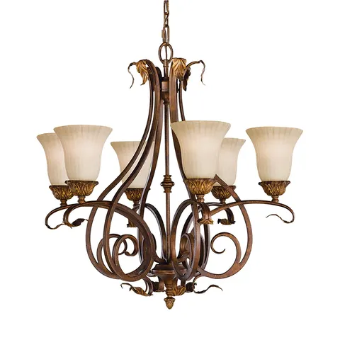 Lampa wisząca Żyrandol Sonoma Valley FE-SONOMAVALLEY6 Elstead Lighting 6x60W E27 Stal Brązowy