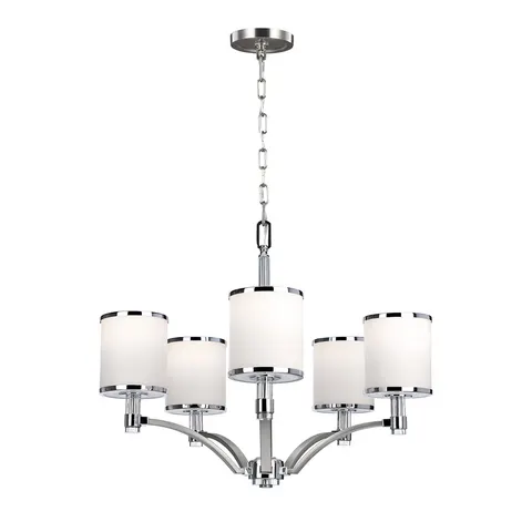 Lampa wisząca Żyrandol Prospect Park FE-PROSPECT-PARK5 Elstead Lighting 5x60W E27 Stal Srebrny