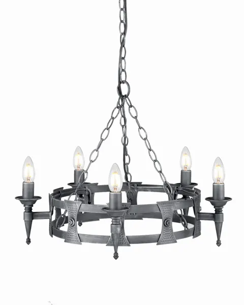 Lampa wisząca Żyrandol Saxon SAX5-BLK-SIL Elstead Lighting 5x60W E14 Żelazo Grafit