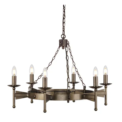 Lampa wisząca Żyrandol Cromwell CW6-OLD-BRZ Elstead Lighting 6x60W E14 Żelazo Brązowy