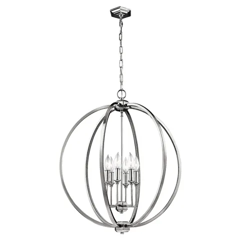 Lampa wisząca Corinne FE-CORINNE-6P-L Elstead Lighting 6x60W E14 Stal Chrom