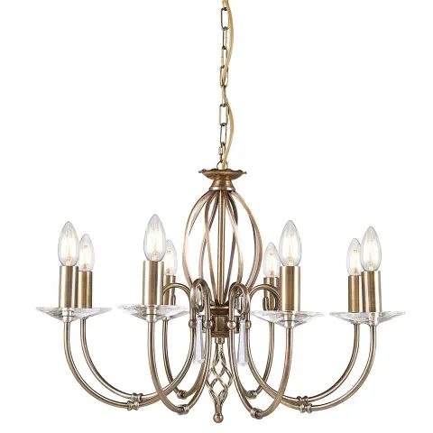 Lampa wisząca Żyrandol Aegean AG8-AGED-BRASS Elstead Lighting 8x60W E14 Stal Miedziany
