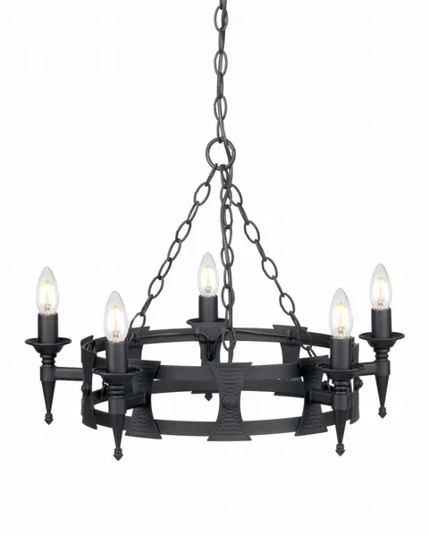 Lampa wisząca Żyrandol Saxon SAX5-BLK Elstead Lighting 5x60W E14 Żelazo Czarny