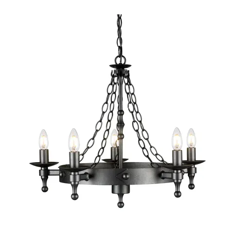 Lampa wisząca Żyrandol Warwick WR5-GRAPHITE Elstead Lighting 5x60W E14 Żelazo Grafit