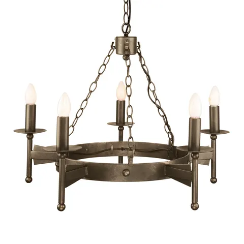 Lampa wisząca Żyrandol Cromwell CW5-OLD-BRZ Elstead Lighting 5x60W E14 Żelazo Brązowy