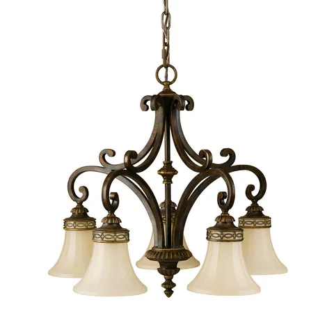 Lampa wisząca Żyrandol Drawing Room FE-DRAWING-ROOM5 Elstead Lighting 5x60W E27 Stal Brązowy