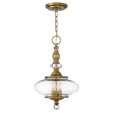 Lampa wisząca Wexley HK-WEXLEY-3P-HB Elstead Lighting 3x60W E14 Stal Mosiądz