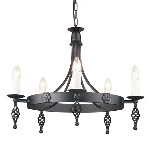 Lampa wisząca Żyrandol Belfry BY5-BLACK Elstead Lighting 5x60W E14 Stal Czarny