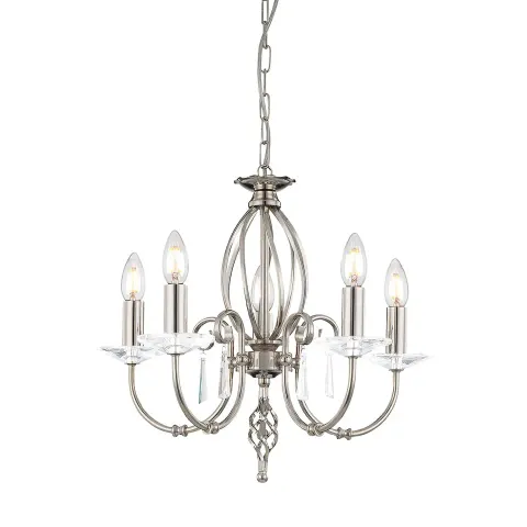 Lampa wisząca Żyrandol Aegean AG5-POL-NICKEL Elstead Lighting 5x60W E14 Stal Srebrny