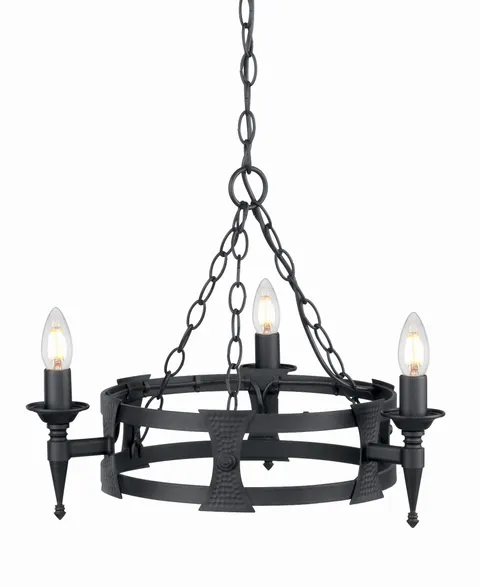 Lampa wisząca Żyrandol Saxon SAX3-BLK Elstead Lighting 3x60W E14 Żelazo Czarny