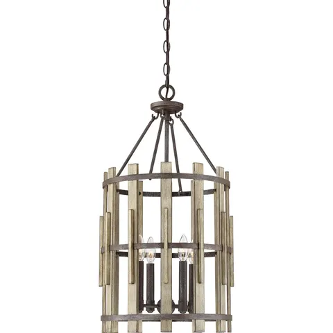 Lampa wisząca Wood Hollow QZ-WOOD-HOLLOW-4P Elstead Lighting 4x60W E14 Stal Brązowy