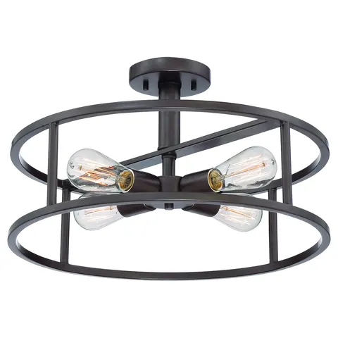 Lampa sufitowa New Harbor QZ-NEW-HARBOR-SF Elstead Lighting 4x60W E27 Stal Brązowy