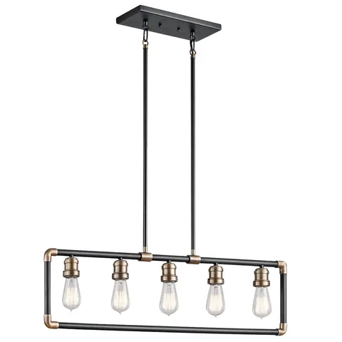 Lampa wisząca Żyrandol Imahn KL-IMAHN-ISLE Elstead Lighting 5x60W E27 Stal Czarny