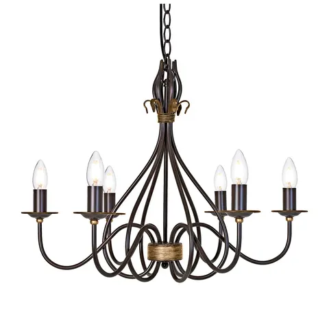 Lampa wisząca Żyrandol Windermere WM6 Elstead Lighting 6x60W E14 Żelazo Brązowy
