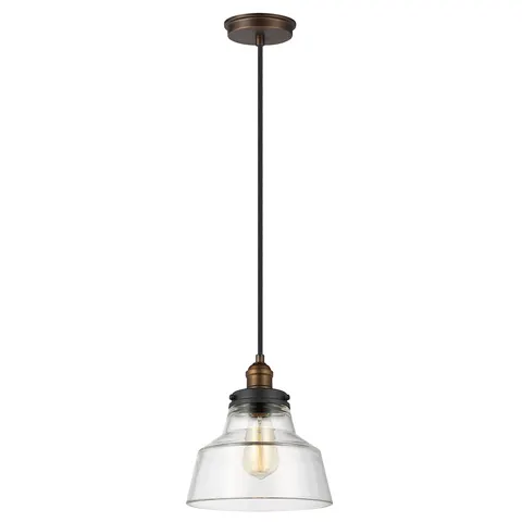 Lampa wisząca Baskin FE-BASKIN-P-A-BR Elstead Lighting 1x60W E27 Szkło Brązowy