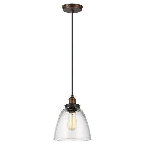 Lampa wisząca Baskin FE-BASKIN-P-B-BR Elstead Lighting 1x60W E27 Szkło Brązowy