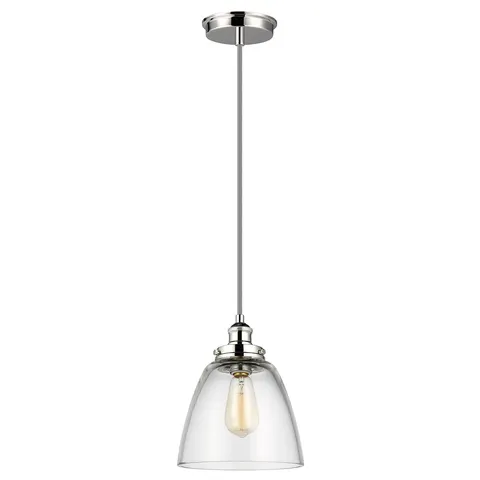 Lampa wisząca Baskin FE-BASKIN-P-B-PN Elstead Lighting 1x60W E27 Szkło Chrom