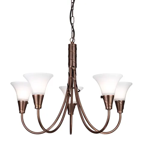 Lampa wisząca Żyrandol Emily EM5-COPPER Elstead Lighting 5x60W E14 Stal Miedziany