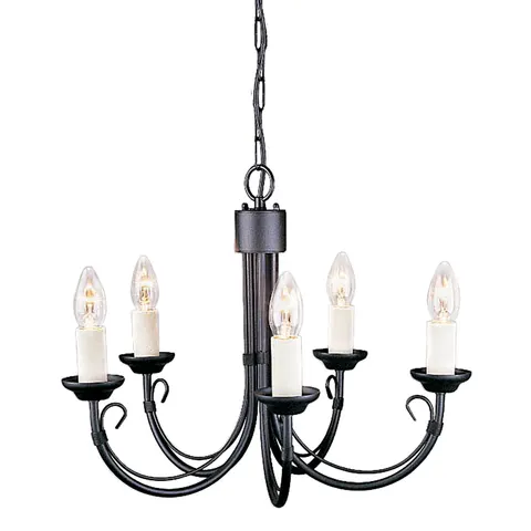 Lampa wisząca Żyrandol Chartwell CH5-BLACK Elstead Lighting 5x60W E14 Stal Czarny