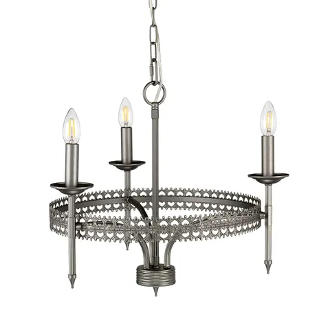 Lampa wisząca Żyrandol Crown CROWN3 Elstead Lighting 3x60W E14 Stal Srebrny