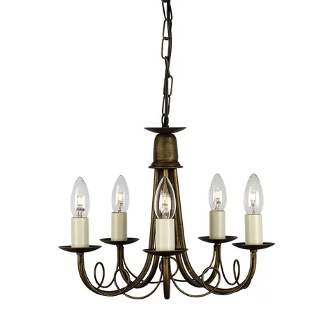 Lampa wisząca Żyrandol Minster MN5-BLK-GOLD Elstead Lighting 5x60W E14 Stal Mosiądz