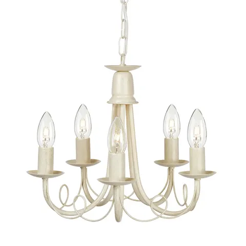 Lampa wisząca Żyrandol Minster MN5-IV-GOLD Elstead Lighting 5x60W E14 Stal Biały